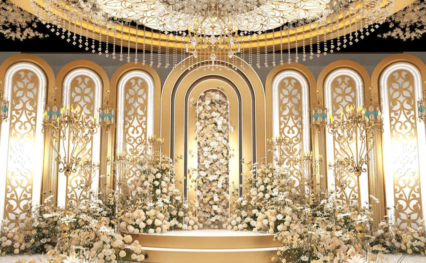 滨江香槟色调婚礼堂效果展示